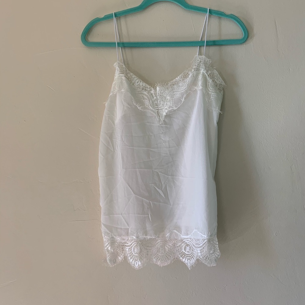 WHITE SILK LACE CAMI